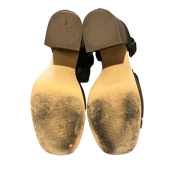 House Of Harlow Olive Green Platform Mary Jane Chunky Block Heels Wooden 7.5 - Picture 7 of 8